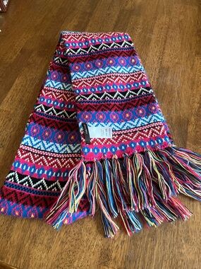 Maurices Multicolor Knit Scarf - Pink, Blue, White, Red